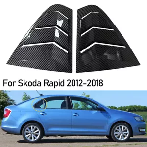 For Skoda Rapid 2012-2018 ABS Carbon Fiber Rear Side Window Louver Cover Trims - Foto 1 di 7