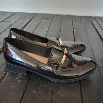 Aldo Black Patent Leather Loafers Women's 6.5 Flats Business Casual Dressy Shoes - Image 1 of 4