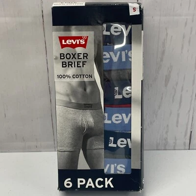 Небольшое нижнее белье Levis Boxer Brief хлопок премиум-класса упаковка 6 дюймов контурный мешочек по внутреннему шву - Изображение 1 из 4