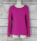 Danskin Now Womens Solid Long Sleeve Top Shirt Size Medium 8-10 Bright Pink