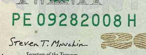 28 de septiembre de 2008 billete de cumpleaños/fecha de aniversario elegante serie billete de 20 dólares - Imagen 1 de 7