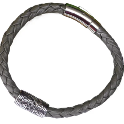 echt Leder Armband L25cm  Edelstahl Tube Nappaleder Schlammgrau 2.Wahl SP - Bild 1 von 4