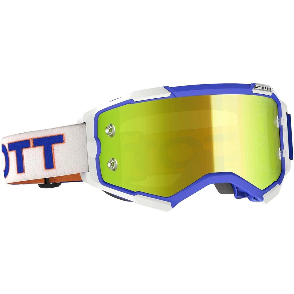 Mascarilla Cross Scott Fury Blanca / Azul / Amarillo Cromo MX Goggle - Imagen 1 de 4