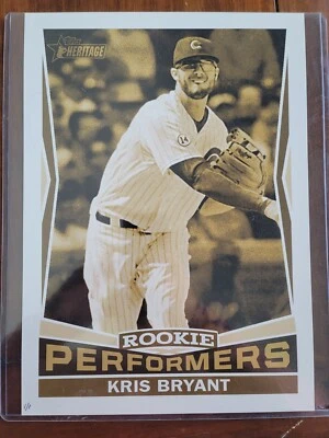 Tarjeta póster dorada 1/1 Kris Bryant 2015 Topps Heritage Rookie Performers 10x14 🔥  Foto 1 de 2