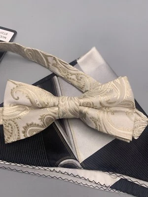 NEW MEN'S Paisley Bow tie and Pocket Square Hankie Set Wedding Party Prom Formal - Image 1 of 4