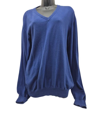 Suéter para hombre Ballantyne 100 % cachemir azul cuello en V hecho en Italia Foto 1 de 4