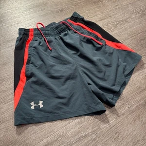 Under Armour Shorts Boys Small Gray Orange Running Logo Workout Casual Boys - Picture 1 of 8