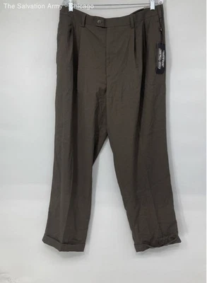 Pantalones de vestir John Henry para hombre marrón plisado frontal pierna recta bolsillos sin talla Foto 1 de 4