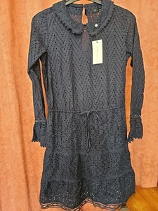 Stella Nova size med blue long sleeved dress with lining with collar new - Picture 1 of 4
