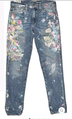 Jeans Ralph Lauren Polo Pintura Salpicaduras Slim Astor Boyfriend Talla 31 Artístico De Colección Foto 1 de 4