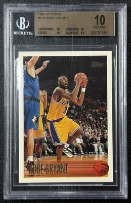 KOBE BRYANT BGS 10 PRÍSTINO 1996-97 TOPPS BALONCESTO #138 NOVATO RC LAKERS HOF Foto 1 de 2