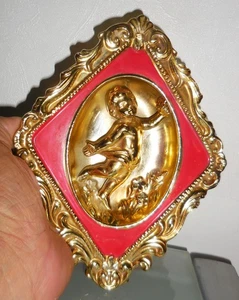FIGURA DE PORCELANA ART DECO DE COLECCIÓN DECORACIÓN DE PARED DISEÑO DE QUERUBÍN SUPERPUESTO DE ORO 3D - Imagen 1 de 5
