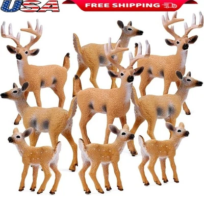 Conjunto de estatuillas familiares de ciervos cola blanca pintadas a mano realistas niños juego decoración EE. UU. Foto 1 de 4