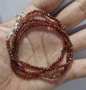 Elegant Hessonite Garnet Crystal Necklace Natural Gemstone Handmade Jewelry - Picture 1 of 8
