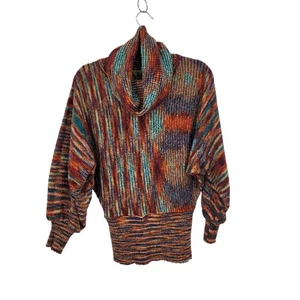 Suéter De Colección Años 80 Multicolor Rayas Cuello Capucha Talla M Manga Dolman Funky Informal - Imagen 1 de 12