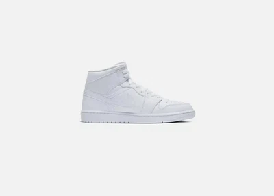 Air Jordan 1 Mid Triple White 2.0 2020 Sneakers 554724-130 - Image 1 of 4