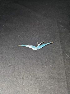 Antique Art Nouveau Goilloche Blue Enamel Bird Brooch - Picture 1 of 7