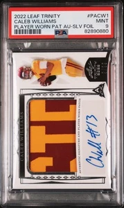 2022 Leaf Trinity Player Worn Patch Auto Caleb Williams #PACW1 SLV Foil RC PSA 9 - Picture 1 of 2
