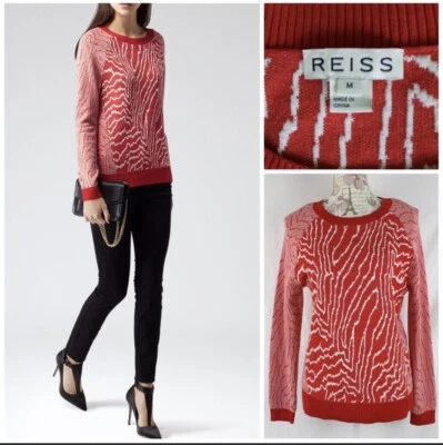 Suéter Jersey Reiss Lyla - Rojo Carmesí y Blanco, Talla M Foto 1 de 4