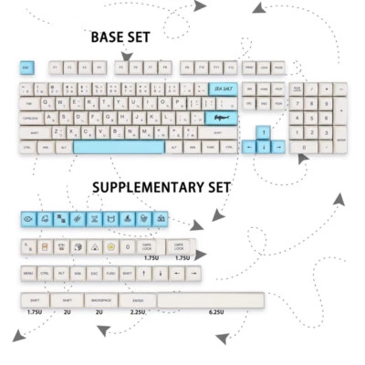 Sea Sault and Milk Keycaps 138 Keycaps XDA PBT Dye-sub for Cherry MX Keyboard  - Image 1 of 4