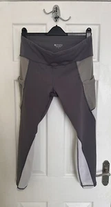 NWOT Womens Large UK 12-14 Athleta Grey White Leggings 3/4 Crop Mesh Insert Gym - Picture 1 of 23