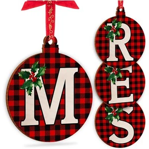 Christmas Initial Ornaments for Christmas Tree - Christma Wood Ornament Decor... - Picture 1 of 8