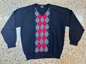 Maglione Jos A.Bank uomo taglia XL nero diamante lana merino manica lunga scollo a V - Foto 1 di 6