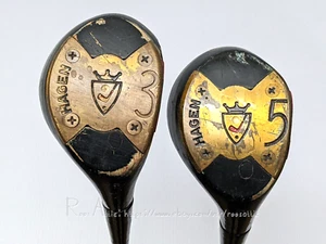 VTG Walter Hagen 3 5 Wood Set American Lady Strata-Bloc Steel Shaft Black RH - Picture 1 of 15