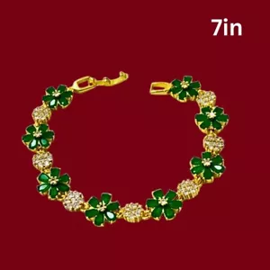 FLOWER 18K 22K 23K 24K THAI BAHT YELLOW GOLD WOMEN Bracelet 7 in - Picture 1 of 3