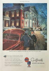 1947 Gulf Motor Oil Vintage Ad Boss insists on gulfpride for the new car - Picture 1 of 1