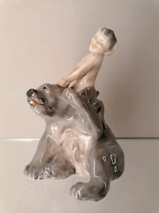 Statua Royal Copenhagen Knud Kyhn Danimarca 1° Wahl fauno orso collo stile liberty - Foto 1 di 18