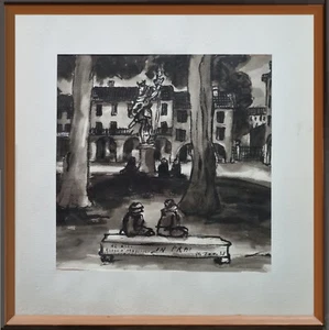 Drawing with dedication to Elli Giosuè Mascioli in Prai 1958 Tone Zancanaro Padua - Picture 1 of 6