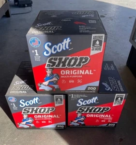 Scott Shop Towels Original Blue Pop-Up Dispenser Box 200 Towels/Box 75190 3 Pack - Picture 1 of 2