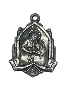 Vintage HMH religiös Sterlingsilber Heiliger Erzengel doppelseitiger Charm Anhänger - Bild 1 von 6