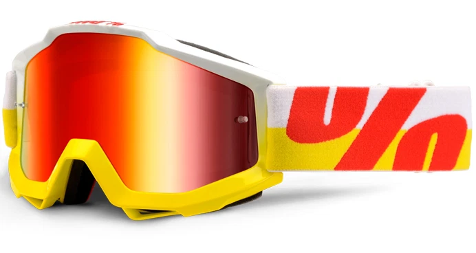 100% Percent Accuri Motocross MX Gafas en Y Fuera Amarillo Rojo Espejo MTB - Imagen 1 de 1