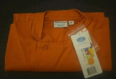 NWT Chef Works Unisex Orange Button Shirt Pockets Size Small - Image 1 of 4
