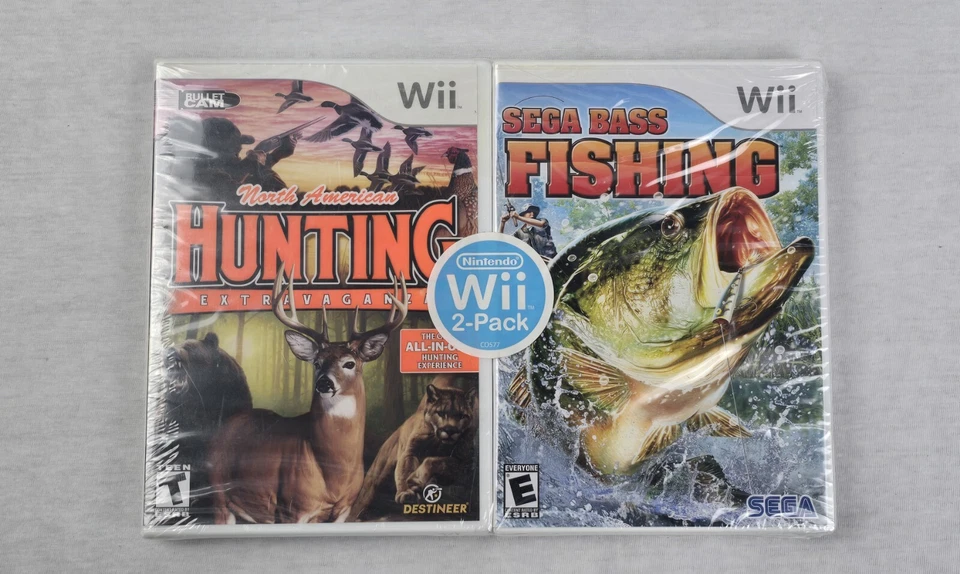North American Hunting Extravaganza 2  Sega Bass Fishing Nintendo Wii 2 Pack NEW - Image 1 of 4