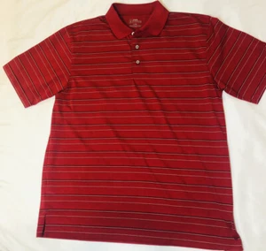 PGA Tour Men's Red Shirt Size Large Striped Short Sleeve Spread Collar Polo - Picture 1 of 5