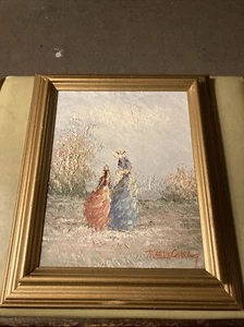 Marie Charlot Signed Original Oil Painting on Canvas 13”x11” Framed Beach Scene - Picture 1 of 12