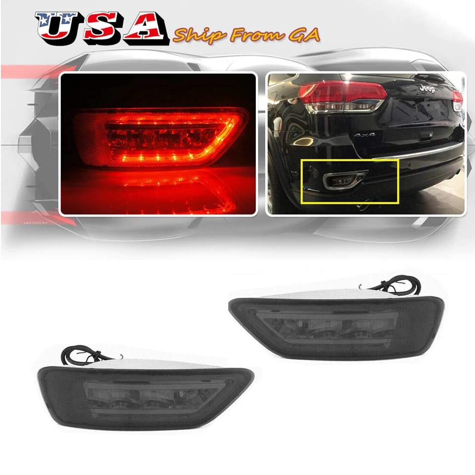 Luces traseras de lámpara de anillo en C reflector de parachoques ahumado para Jeep Grand Cherokee WK 11-20 Foto 1 de 4