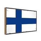 Holzschild Holzbild 20x30 cm Finnland Fahne Flagge Geschenk Deko