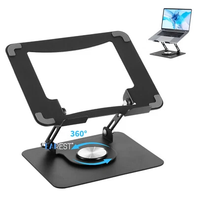 360° Rotating Metal Laptop Stand Riser Computer Holder Foldable Ergonomic Desk - Image 1 of 4