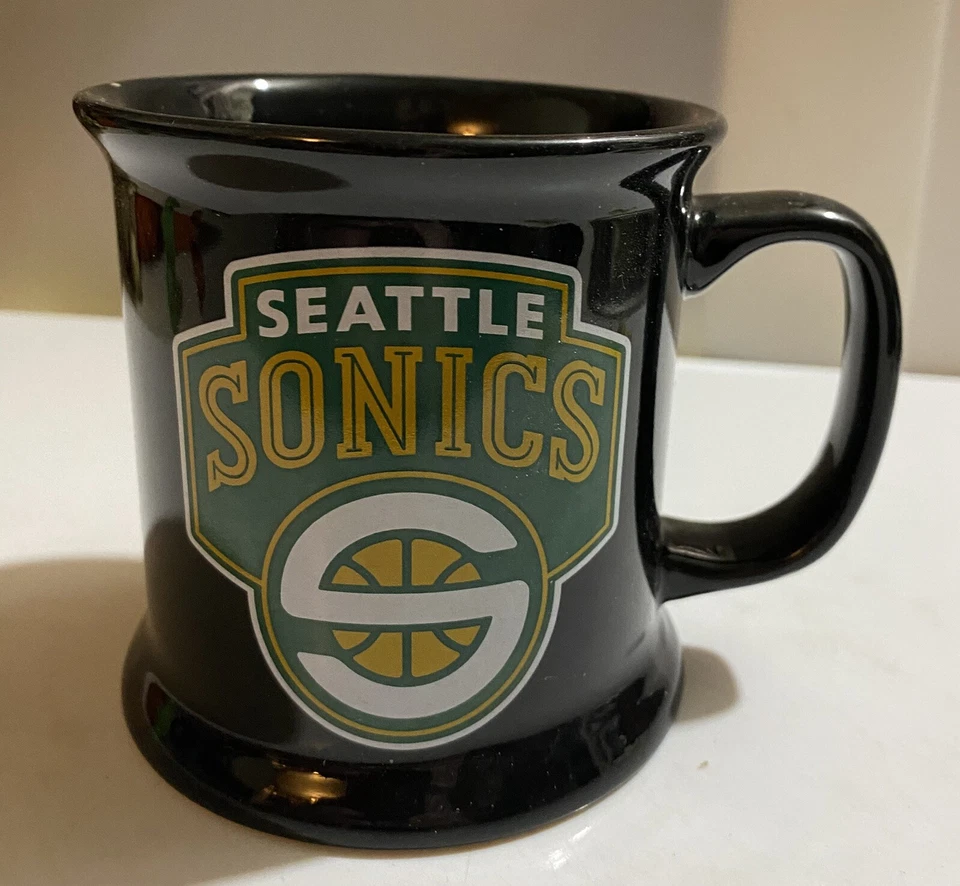 老式西雅图Sonics NBA黑色咖啡杯 — 第 1/4 张图片
