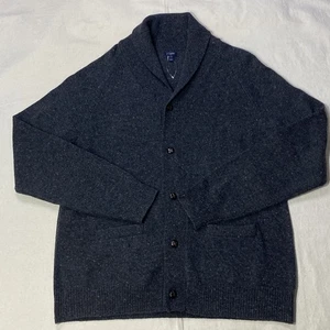 J.Crew Corderos Lana Ojo de Pájaro Tejido Chal Cárdigan Suéter Para Hombre XL Gris Nuevo sin Etiquetas - Imagen 1 de 11