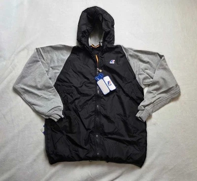 Nuevo M L K-WAY Le Vrai Claude remix 1 Chaqueta de lluvia con capucha en negro/gris Foto 1 de 4