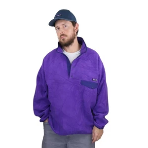 Vintage Patagonia Synchilla Snap-T Fleece Pullover Mens XL Purple Jacket Coat - Picture 1 of 13