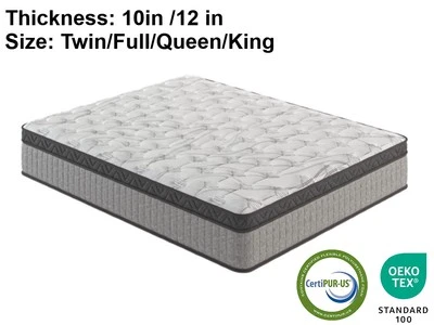 10"12" Twin Full Queen King Size Gel Memory Foam Mattress Hybrid & Cooling - Image 1 of 4