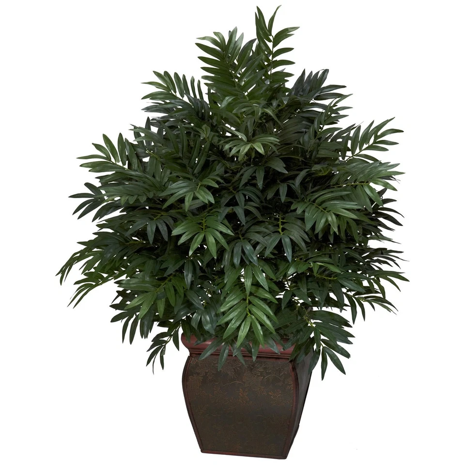 NEW 43" LARGE ARTIFICIAL SILK FAKE TRIPLE BAMBOO PALM PLANT w/ PLANTER POT - Изображение 1 из 1