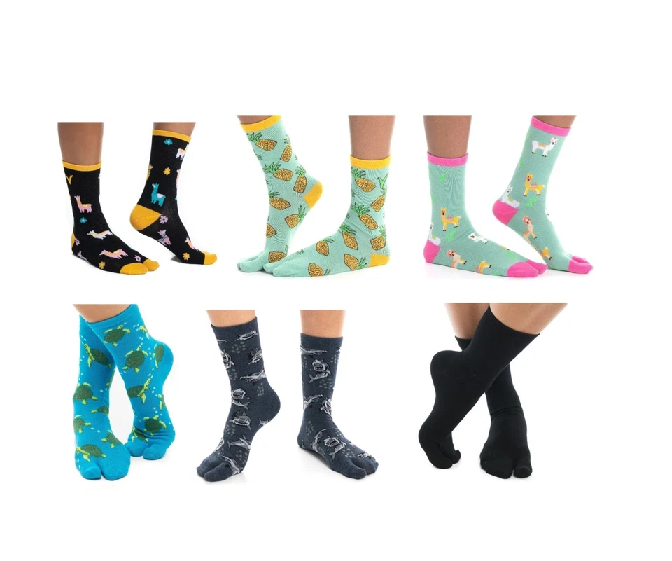 6 pares de calcetines japoneses con puntera en V chanclas Tabi punta grande                   Foto 1 de 4