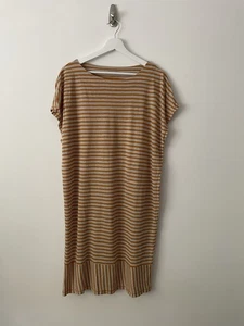 Toast Beige & Orange Striped 100% Linen Shift Dress Dress Size 16 - Picture 1 of 3
